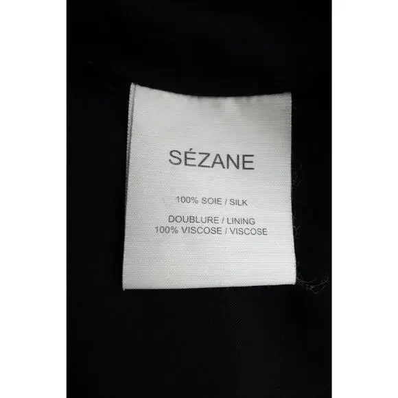 SEZANE Silk Black Pink Floral Print Long Sleeve Mini Shift Shirt Dress S $205 - Picture 8 of 11